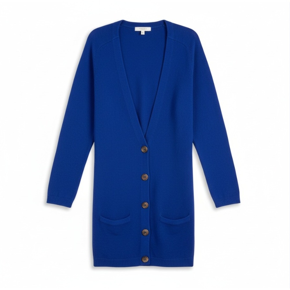 Theory Womens Cashmere Longline Cardigan Sweater Blue Preppy Twee Acadamia Small